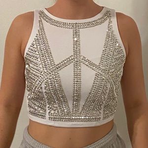 Sparkly white crop top